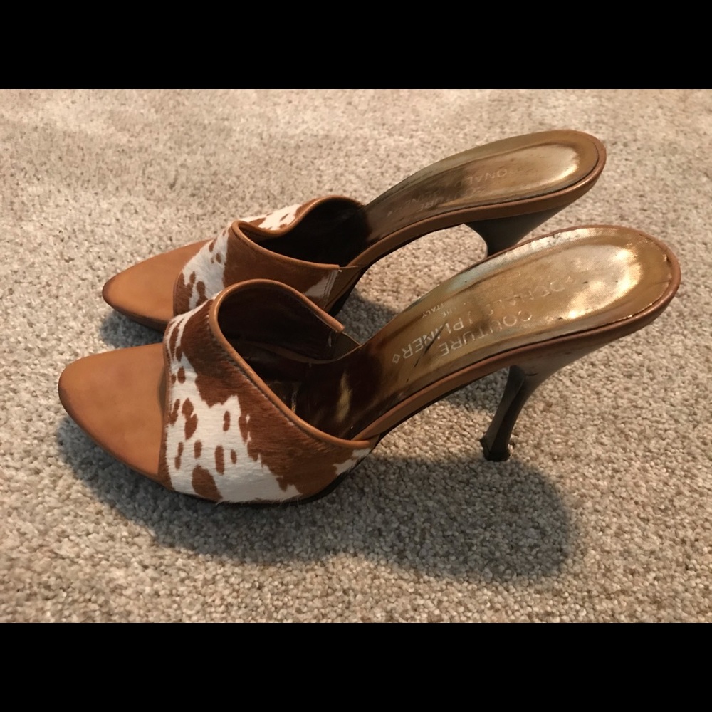 Donald J. Plainer camel open toe stiletto